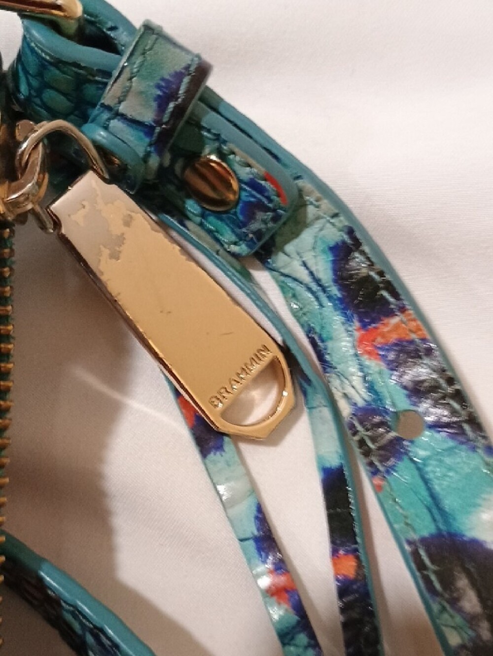 Brahmin Katie Turquoise Multicolor Croc-Embossed Crossbody - Picture 5 of 9